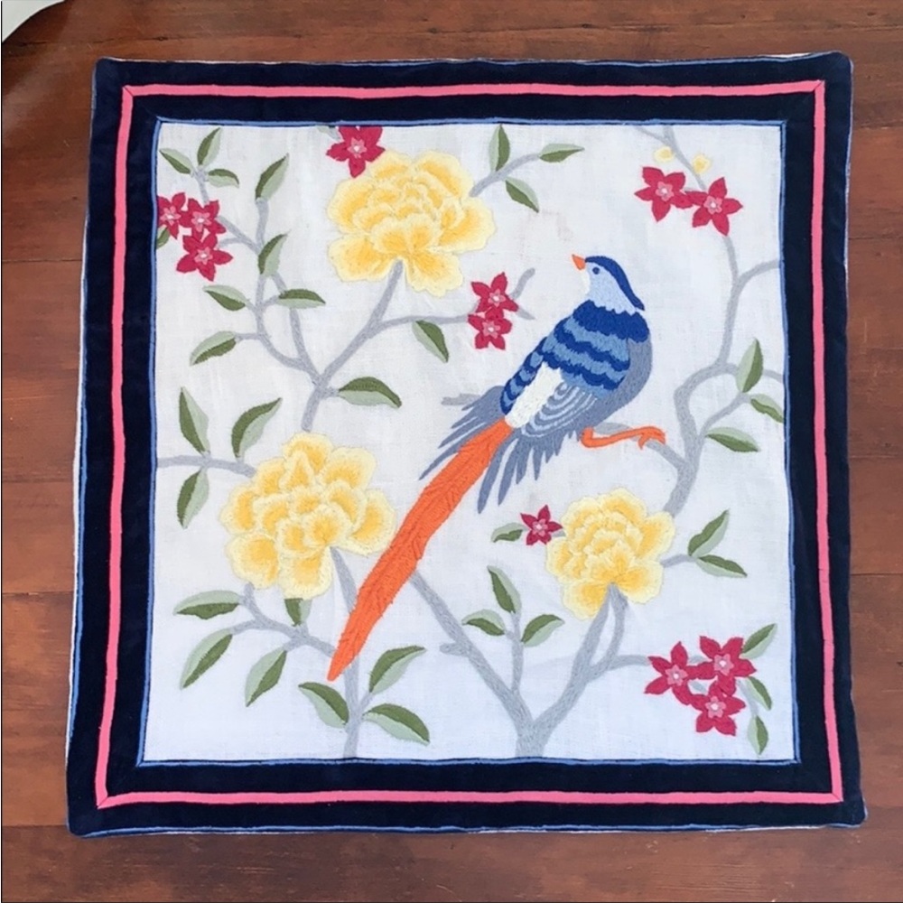 Williams Sonoma Home Sarita Handa Knit Floral and Bird Pillow Cover